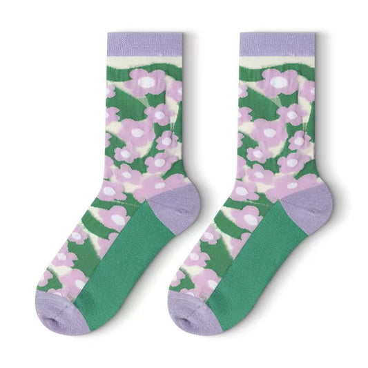 Purple Flower Stockings - TheSockWave