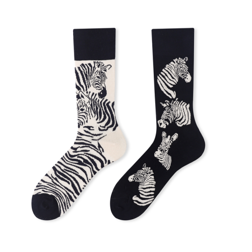 Zebra Stride Socks | Stylish Black & White Animal Print | TheSockWave