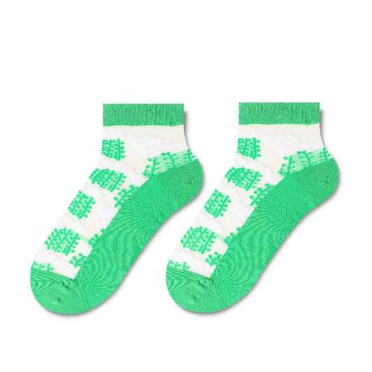 Green Grid Stockings - TheSockWave