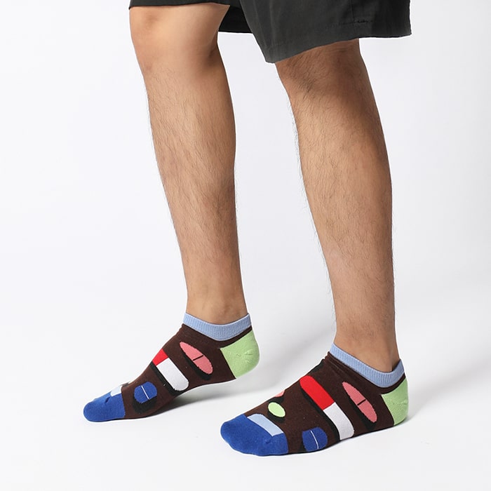 Medicine Time Mens Brown Ankle Cotton Socks | TheSockWave