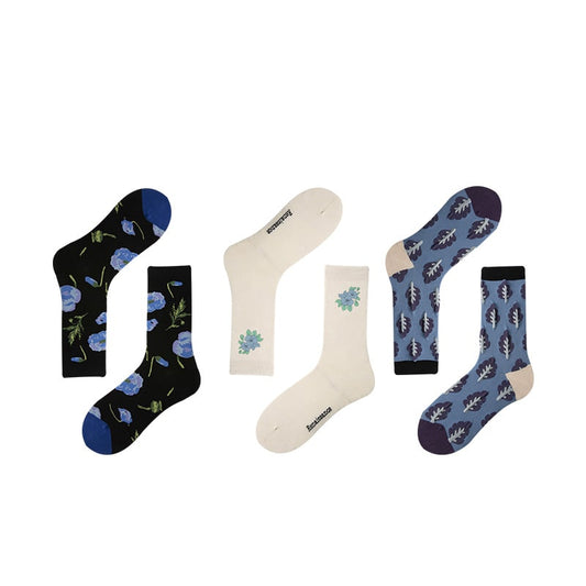 Misty Blue Floral Socks Set - TheSockWave