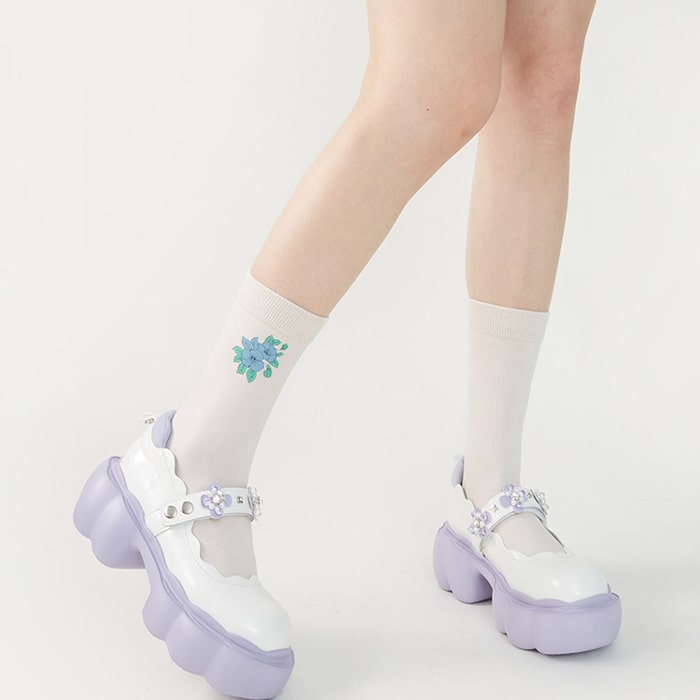 Misty Blue Floral Socks Set - TheSockWave