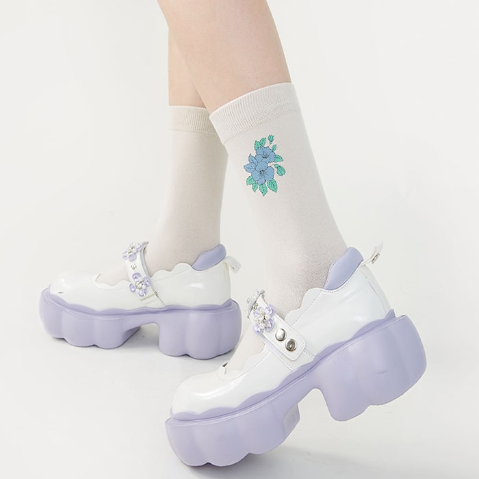 Misty Blue Floral Socks Set - TheSockWave